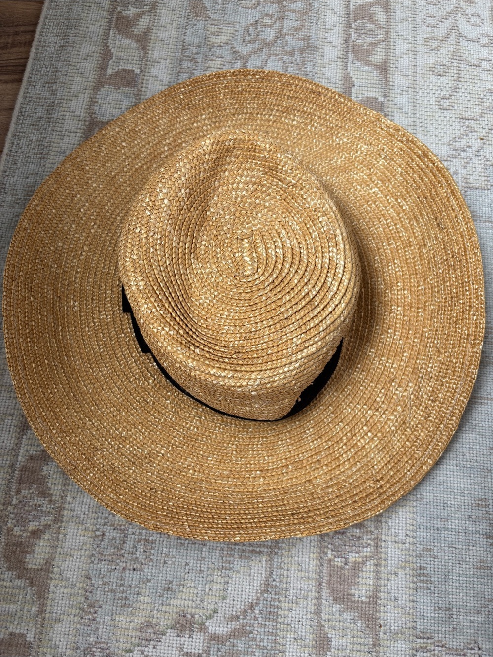 Brixton Wide-Brim Straw Sun Hat in Natural Tan with Black Band Size XS